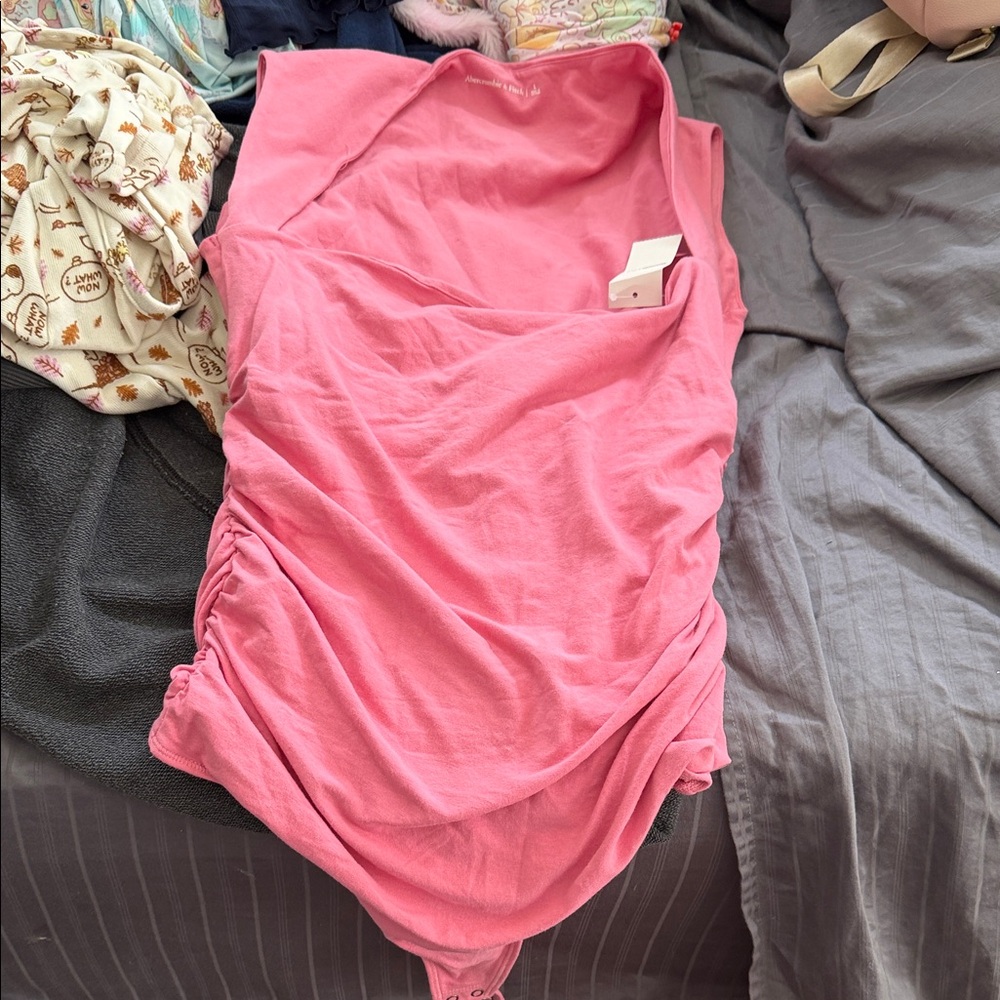 Abercrombie & Fitch Pink Ruched Bodysuit